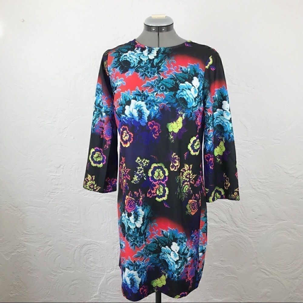 ASOS multicolored floral black popover dress NEW